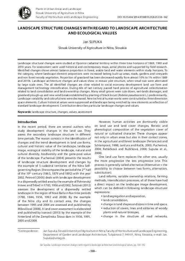 (PDF) Landscape structure changes with regard to landscape architecture ...