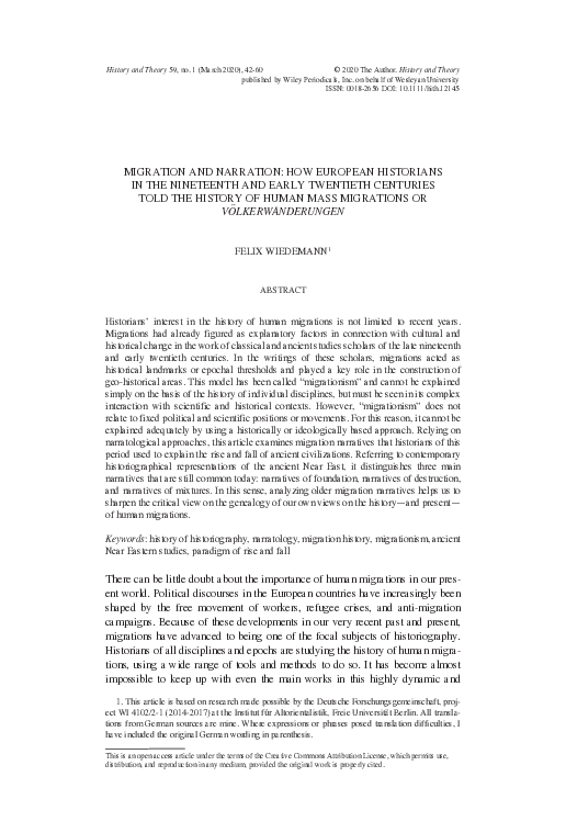 (PDF) Migration and Narration: How European Historians in the ...