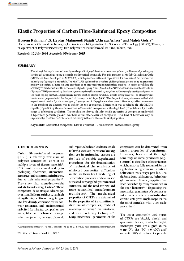 (PDF) Elastic Properties of Carbon Fibre-Reinforced Epoxy Composites