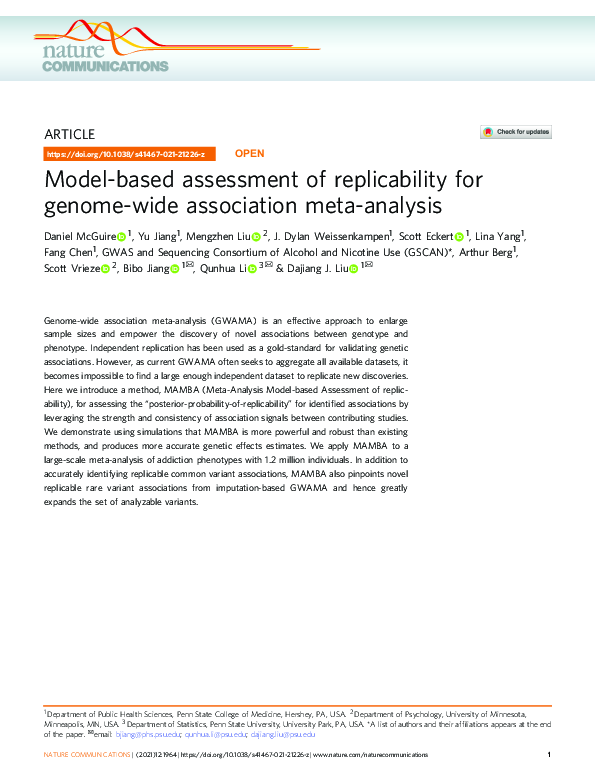 (PDF) Model-based assessment of replicability for genome-wide ...