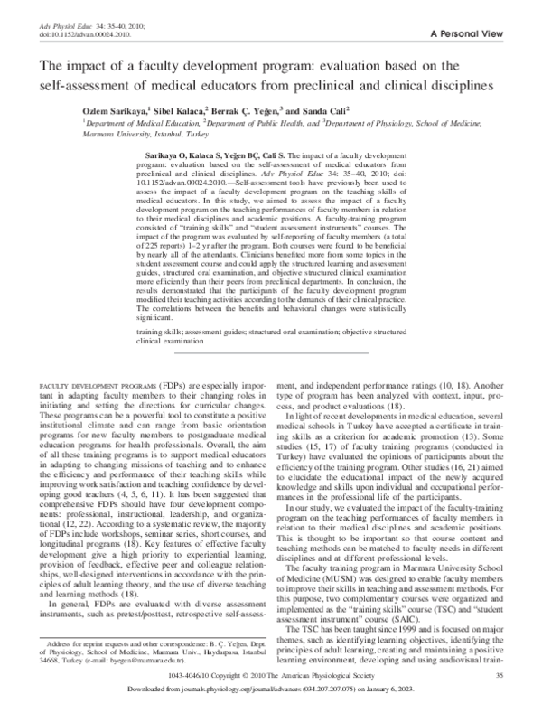 (PDF) The impact of a faculty development program: evaluation based on ...