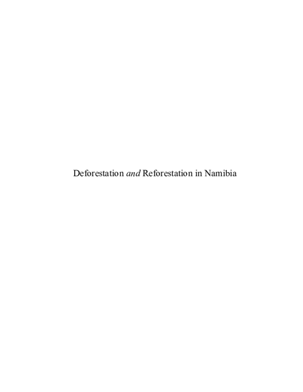 (PDF) Deforestation and Reforestation in Namibia