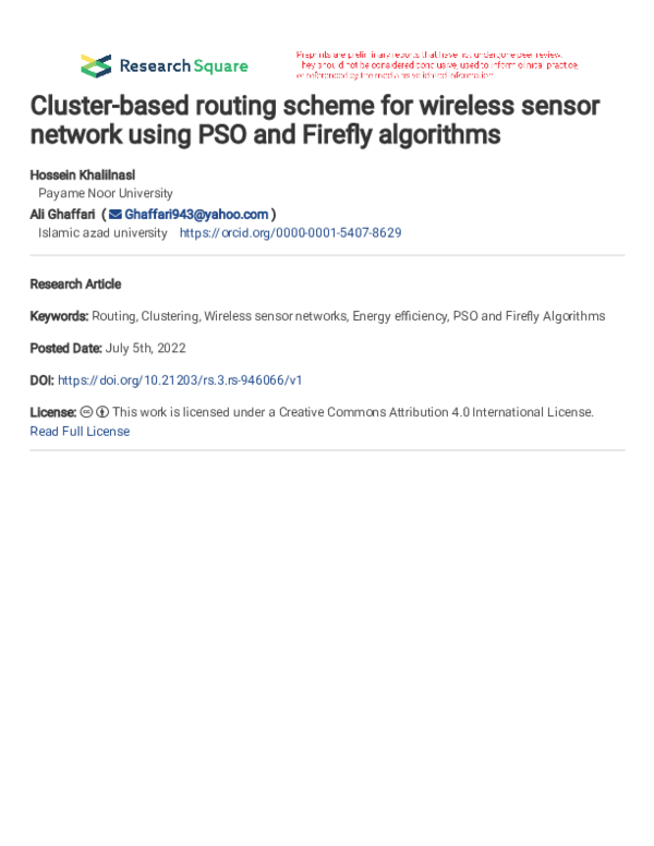 (PDF) Cluster-based routing scheme for wireless sensor network using ...