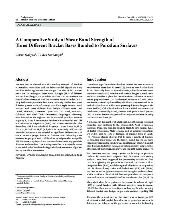 (PDF) A Comparative Study of Shear Bond Strength of Three Different ...