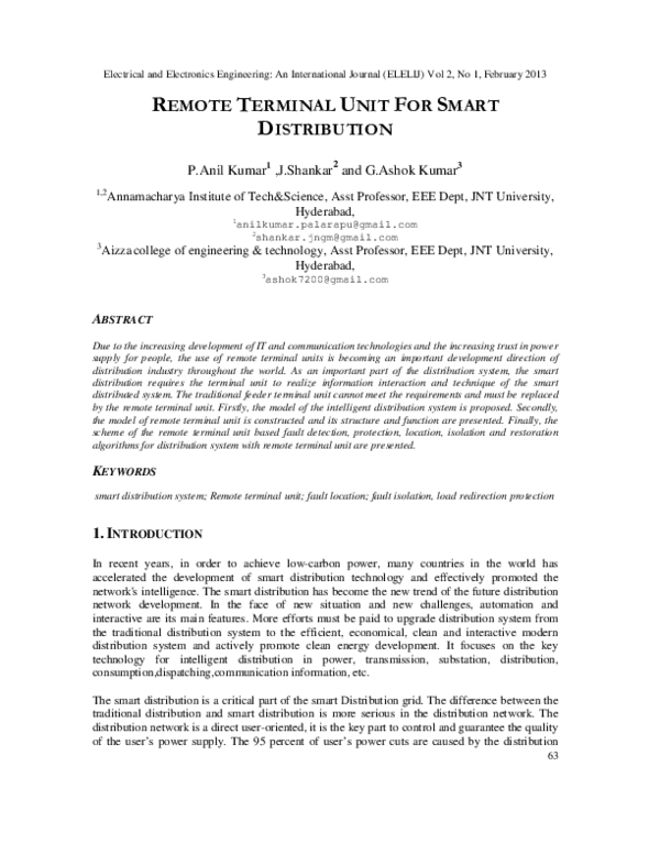 (PDF) Remote Terminal Unit for Smart Distribution