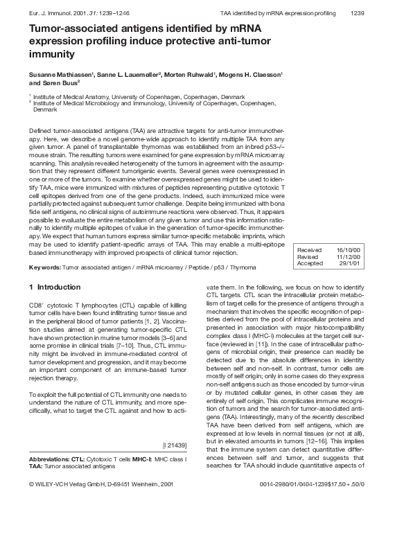 (PDF) Tumor-associated antigens identified by mRNA expression profiling ...