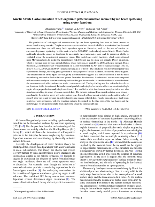 (PDF) Kinetic Monte Carlo simulation of self-organized pattern ...