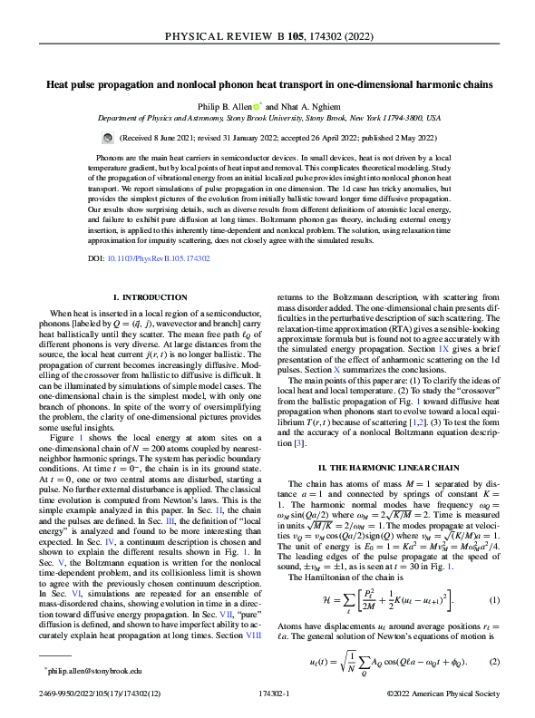(PDF) Heat pulse propagation and nonlocal phonon heat transport in one ...
