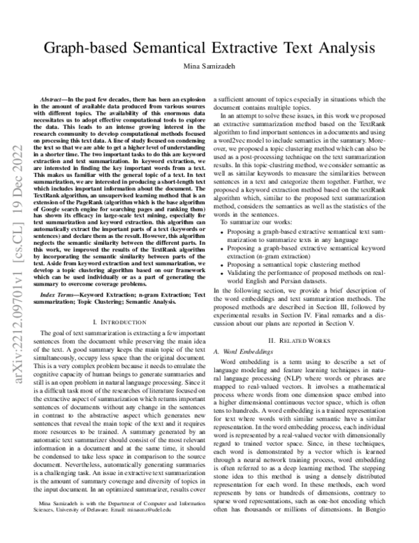(PDF) Graph-based Semantical Extractive Text Analysis