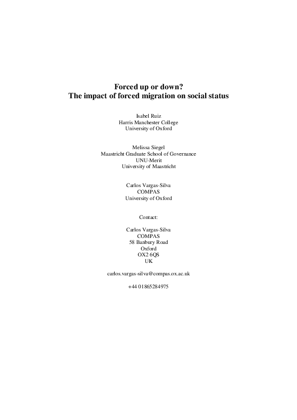 (PDF) Forced Up or Down? The Impact of Forced Migration on Social