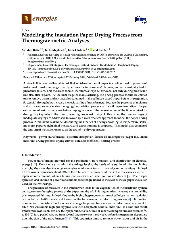 (PDF) Modeling the Insulation Paper Drying Process from ...