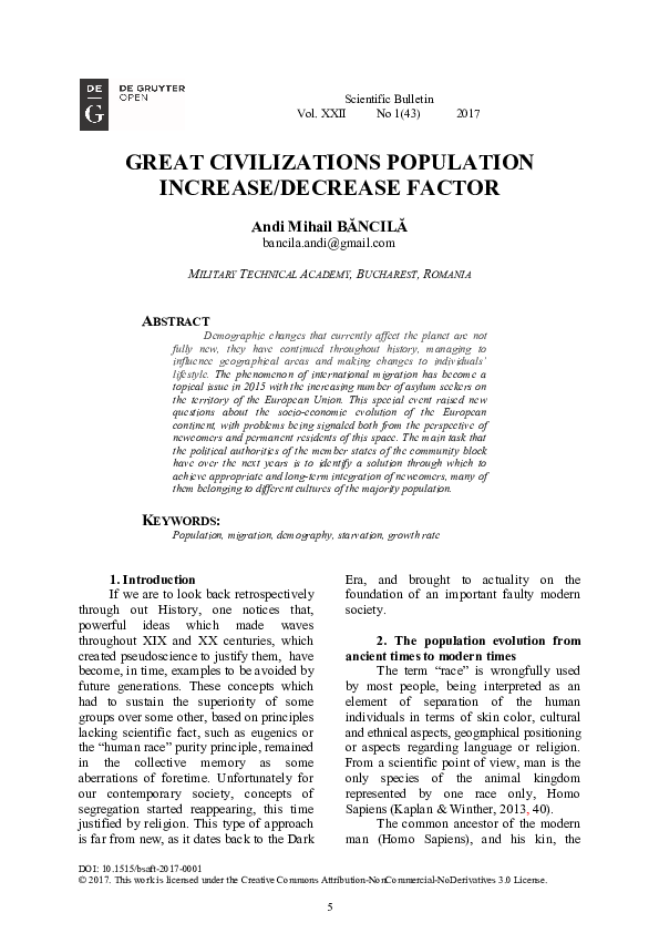 (PDF) Great Civilizations Population Increase/Decrease Factor
