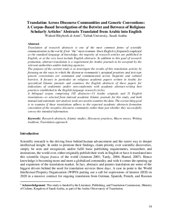 (PDF) Translation Across Discourse Communities and Generic Conventions ...