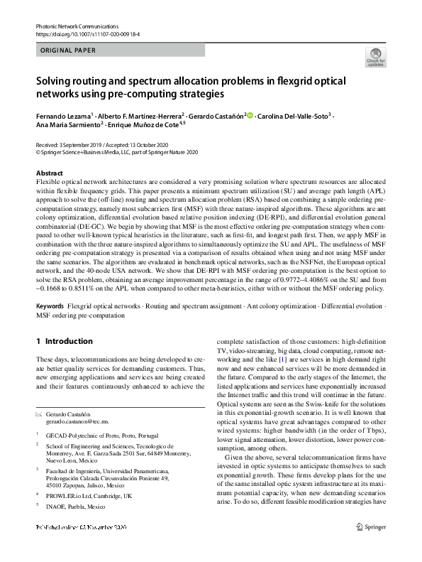 (PDF) Solving routing and spectrum allocation problems in flexgrid ...