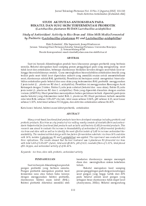 (PDF) Study of Antioxidant Activity in Rice Bran and Skim Milk Media ...