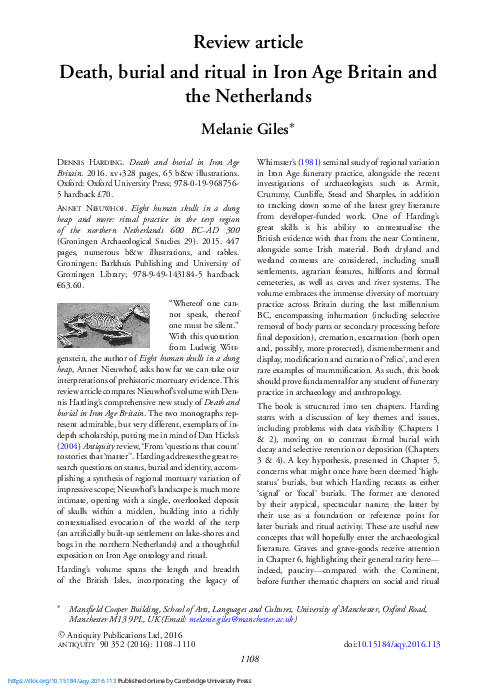 (PDF) Death, burial and ritual in Iron Age Britain and the Netherlands