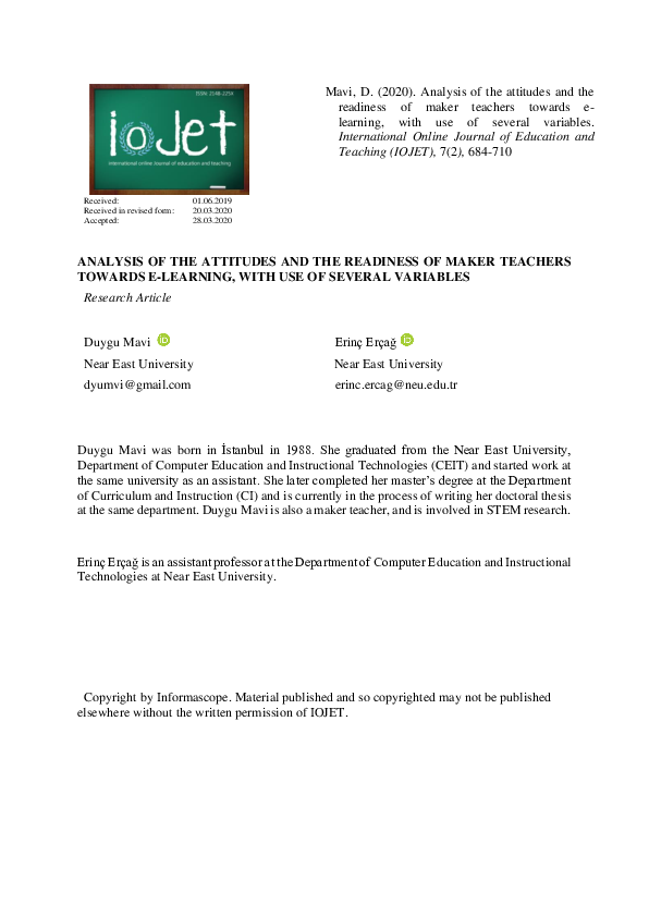 (PDF) Analysis of the Attitudes and the Readiness of Maker Teachers ...
