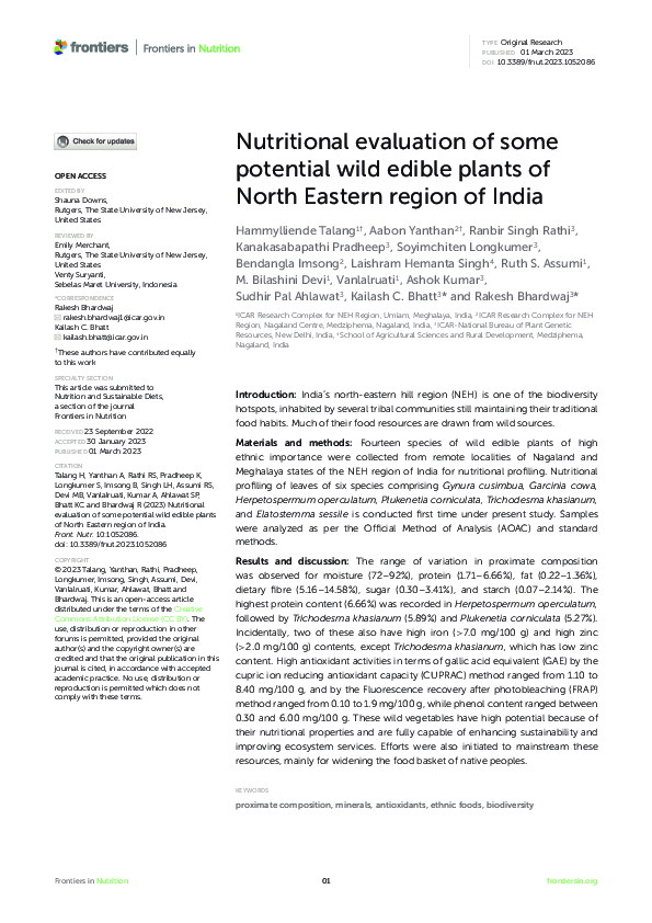 (PDF) Nutritional evaluation of some potential wild edible plants of ...