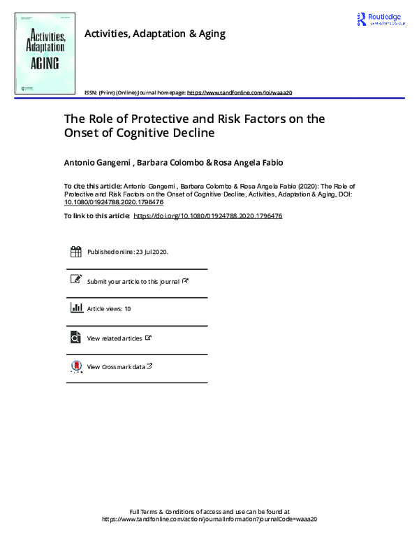 (PDF) The Role of Protective and Risk Factors on the Onset of Cognitive ...
