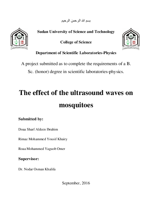(PDF) The effect of the ultrasound waves on mosquitoes