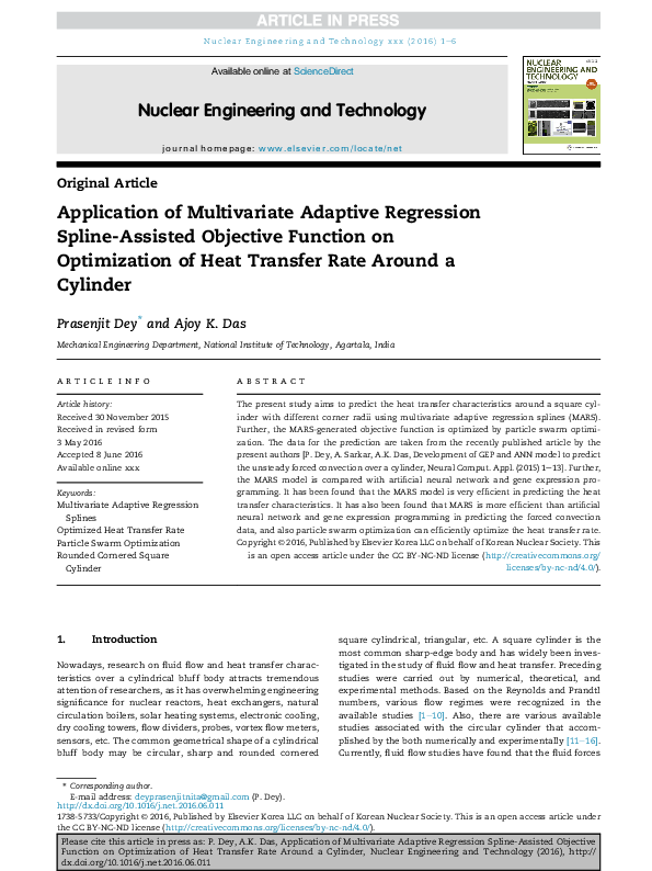 (PDF) Application of Multivariate Adaptive Regression Splines (MARS) to ...