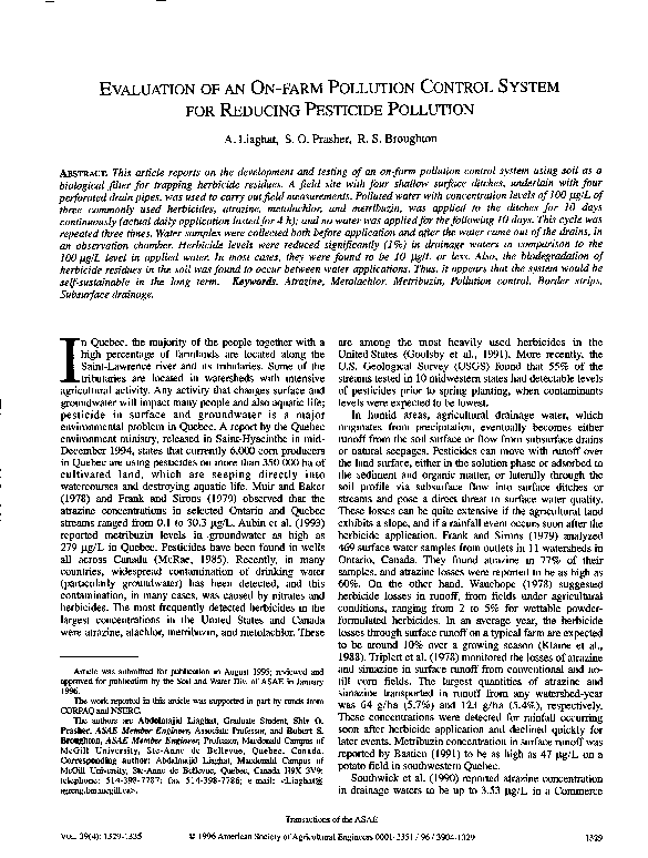 (PDF) Evaluation of an On-farm Pollution Control System for Reducing ...