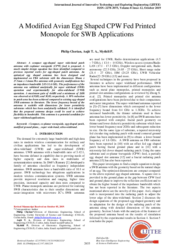 (PDF) A Modified Avian Egg Shaped CPW Fed Printed Monopole for SWB ...