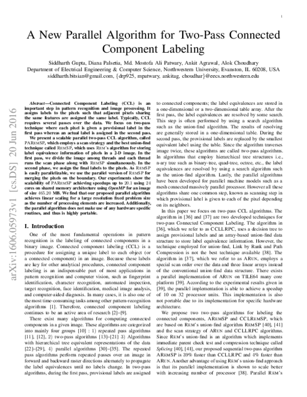 (PDF) A New Parallel Algorithm for Two-Pass Connected Component Labeling