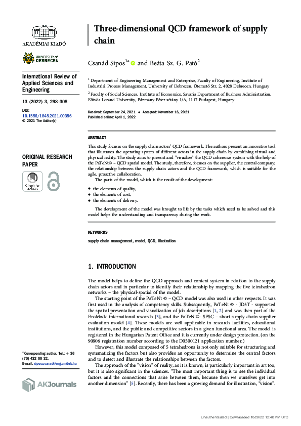 (PDF) Three-dimensional QCD framework of supply chain