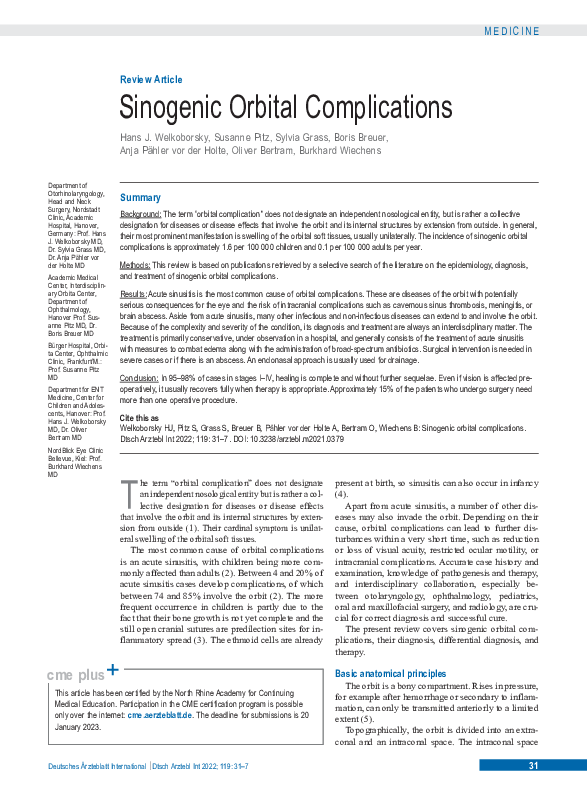 (PDF) Sinogenic orbital complications
