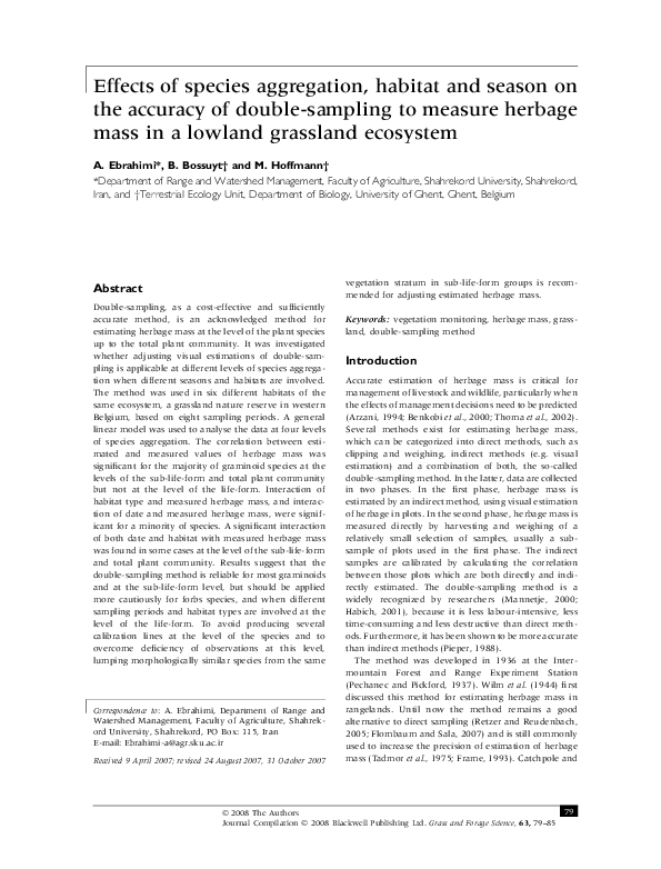 (PDF) Effects of species aggregation, habitat and season on the ...