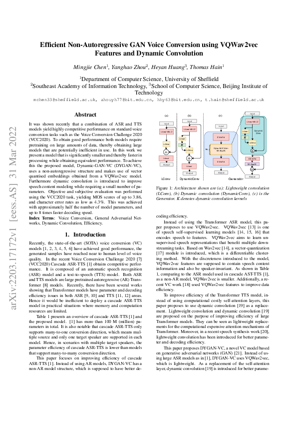 (PDF) Efficient Non-Autoregressive GAN Voice Conversion using VQWav2vec ...