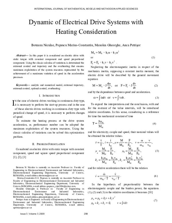 (PDF) Dynamic of Electrical Drive Systems with Heating Consideration