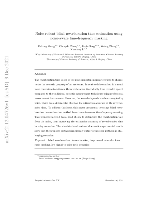 (PDF) Noise-robust blind reverberation time estimation using noise ...