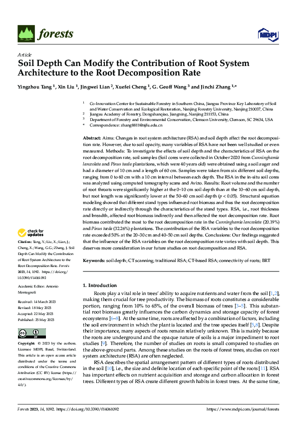 (PDF) Soil Depth Can Modify the Contribution of Root System ...