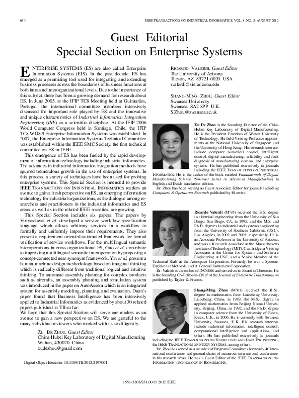 (PDF) Guest Editorial Special Section on Enterprise Systems