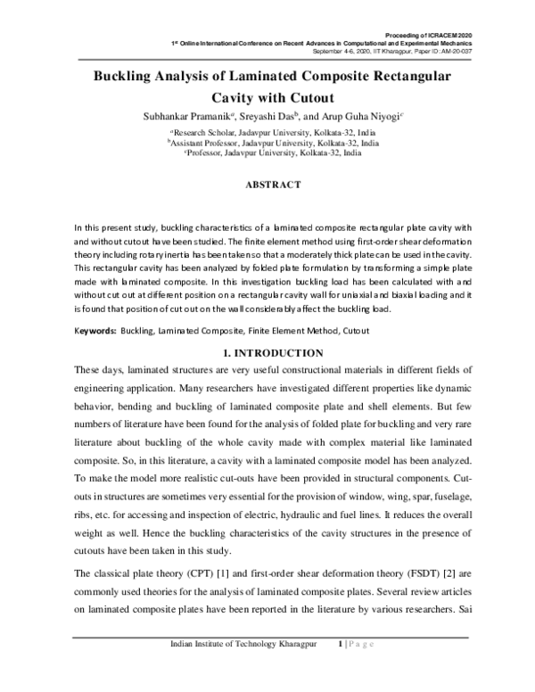 (PDF) Buckling Analysis of Laminated Composite Rectangular Cavity with ...