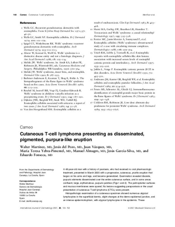 (PDF) Cutaneous T-cell lymphoma presenting as disseminated, pigmented ...