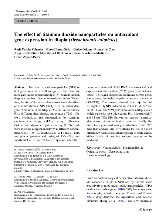 (PDF) The effect of titanium dioxide nanoparticles on antioxidant gene ...