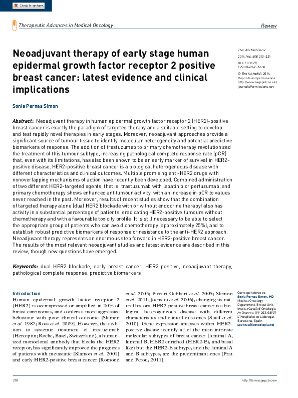 (PDF) Neoadjuvant therapy of early stage human epidermal growth factor ...