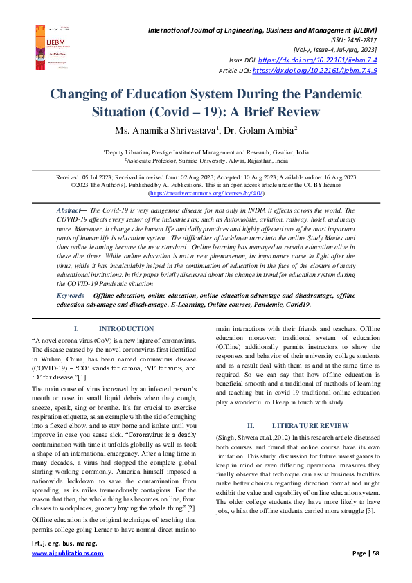 (PDF) Changing of Education System During the Pandemic Situation (Covid ...