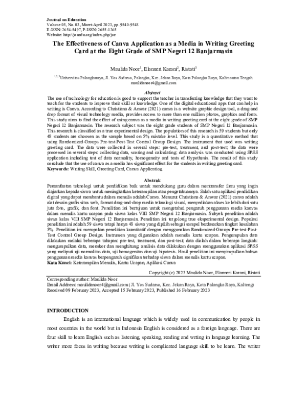 (PDF) The Effectiveness of Canva Application as a Media in Writing ...