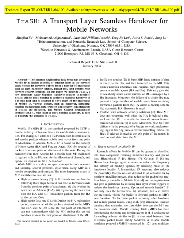 (PDF) Trash: A transport layer seamless handover for mobile networks