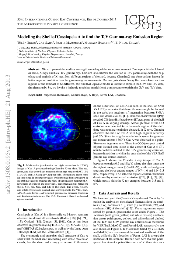 (PDF) Modeling the Shell of Cassiopeia A to find the TeV Gamma-ray ...