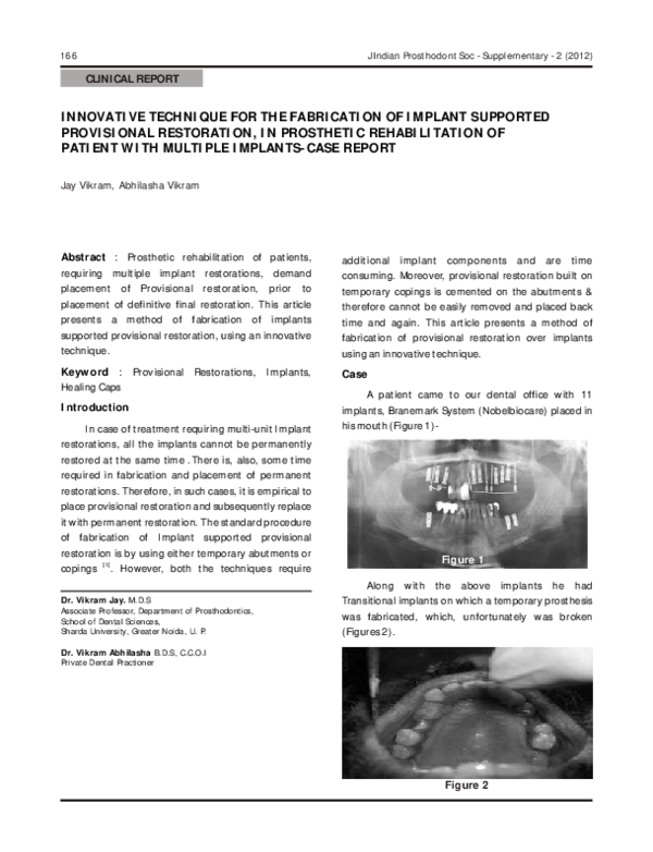 (PDF) Innovative Technique for the Fabrication of Implant Supported ...