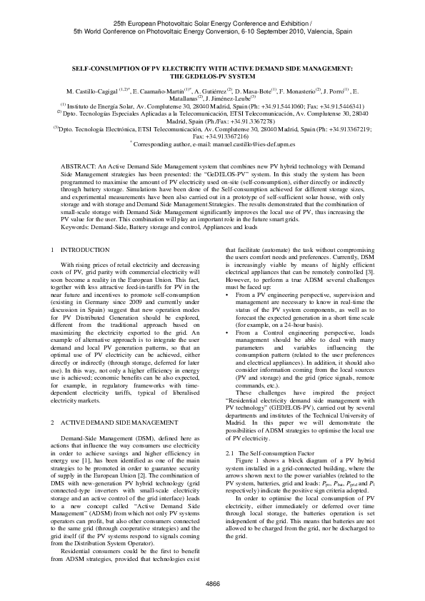 (PDF) Self-Consumption of PV Electricity with Active Demand Side ...