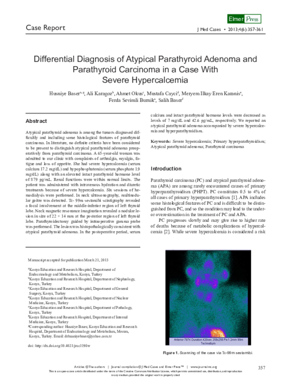 (PDF) Differential Diagnosis of Atypical Parathyroid Adenoma and ...