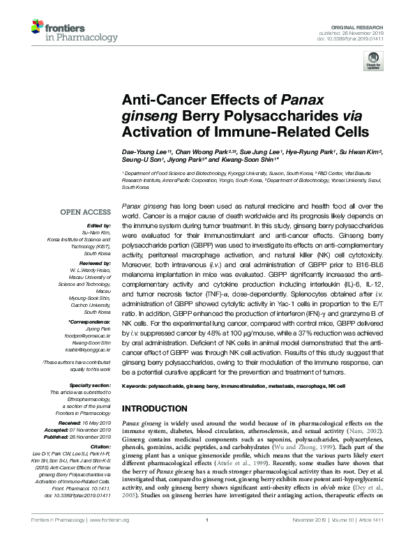 (PDF) Anti-Cancer Effects of Panax ginseng Berry Polysaccharides via ...