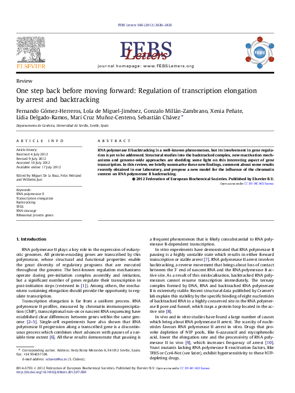 (PDF) One step back before moving forward: Regulation of transcription ...