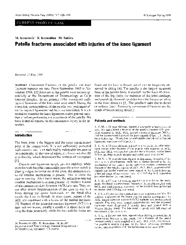 (PDF) Patella fractures associated with injuries of the knee ligament